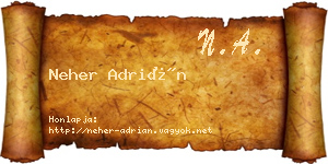 Neher Adrián névjegykártya
